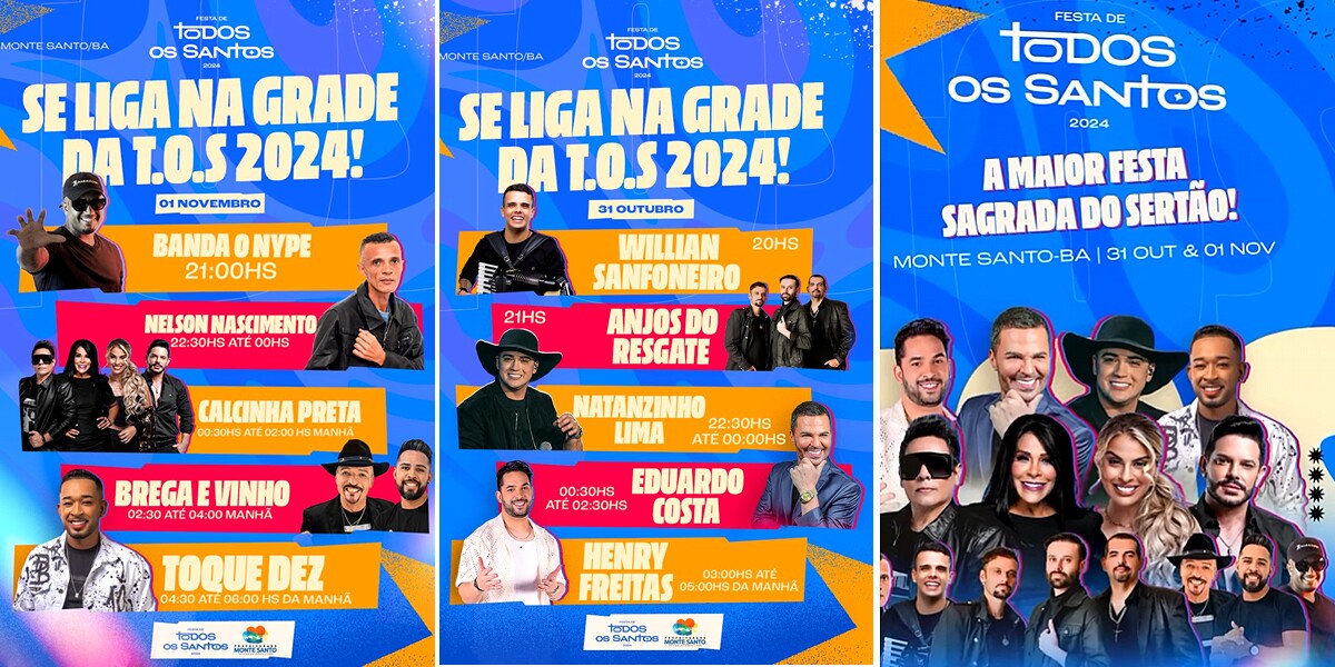 Prefeitura de Monte Santo divulga grade oficial da Festa de Todos os Santos 2024!